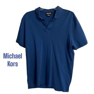 MICHAEL KORS M Mens Polo‎ Shirt Short Sleeve Collar  Royal Blue 2 Buttons Casual